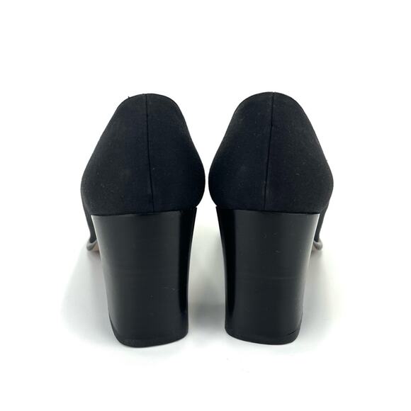 Coca By Maraolo Block Heel Pump Size 8.5 Black Fabric/Snake Print Leather Padded - Picture 5 of 16